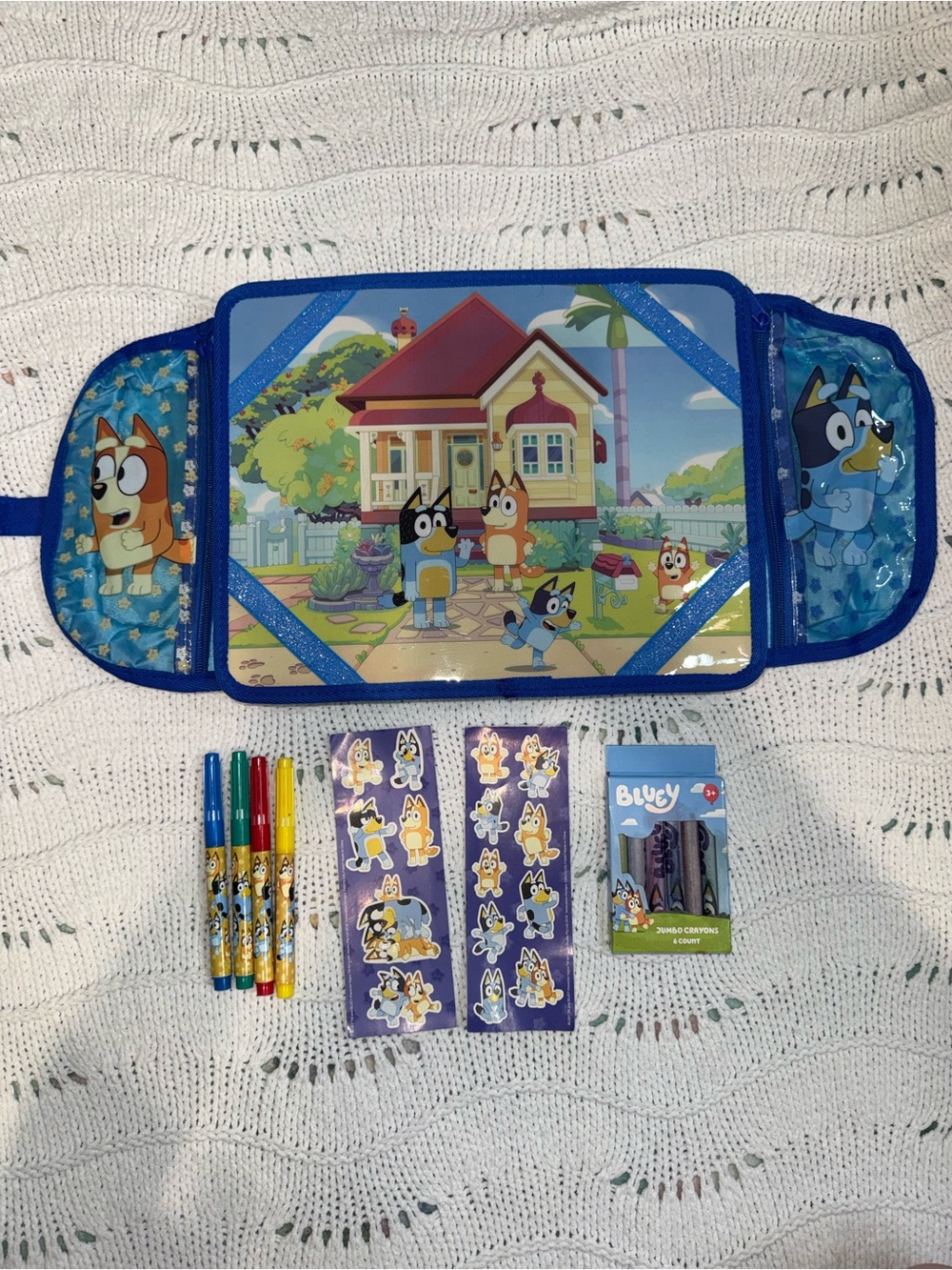 Bluey Travel Activity Mat and Crayon Set - Blue